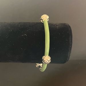 Vineyard Vines Green Enamel and Silver Knot Bracelet